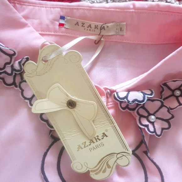 Flower Trim Blouse Peach - Picture 4 of 5